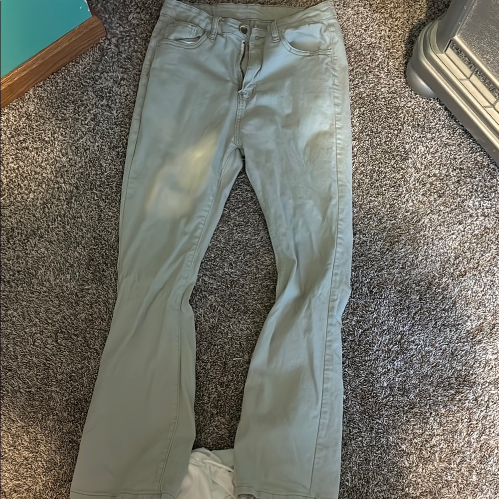 Light green bootcut jeans